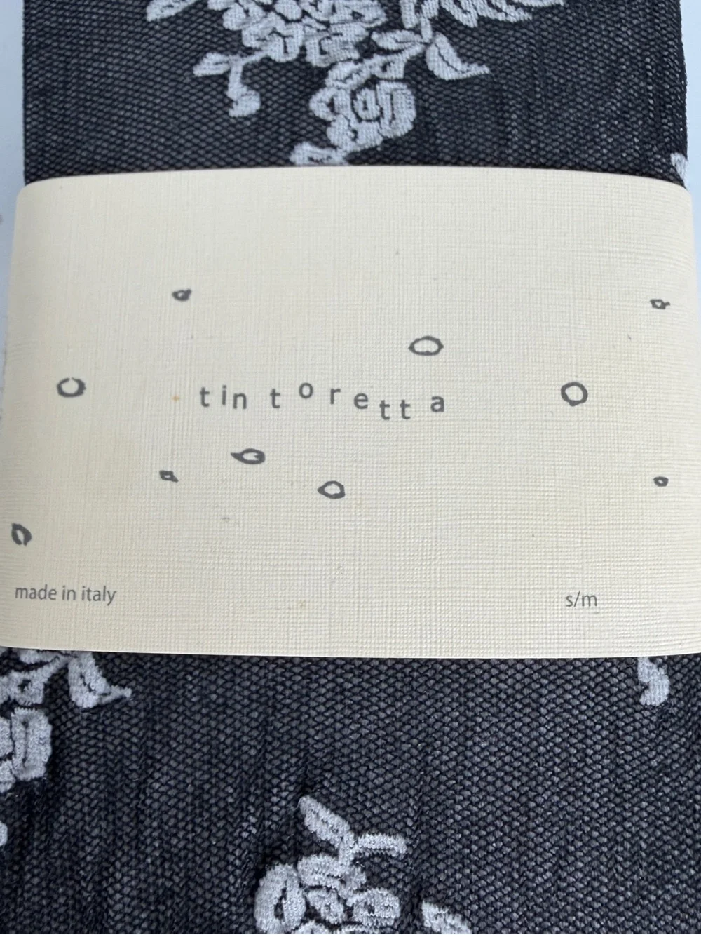 Anthropologie Tintoretta Black White Floral Mesh Net Tights Stockings; NWT S/M